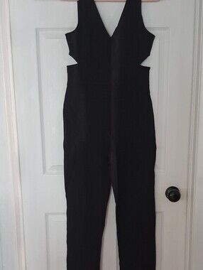 Rolla Coster Black V-Neck Cutout Tapered Jumpsuit